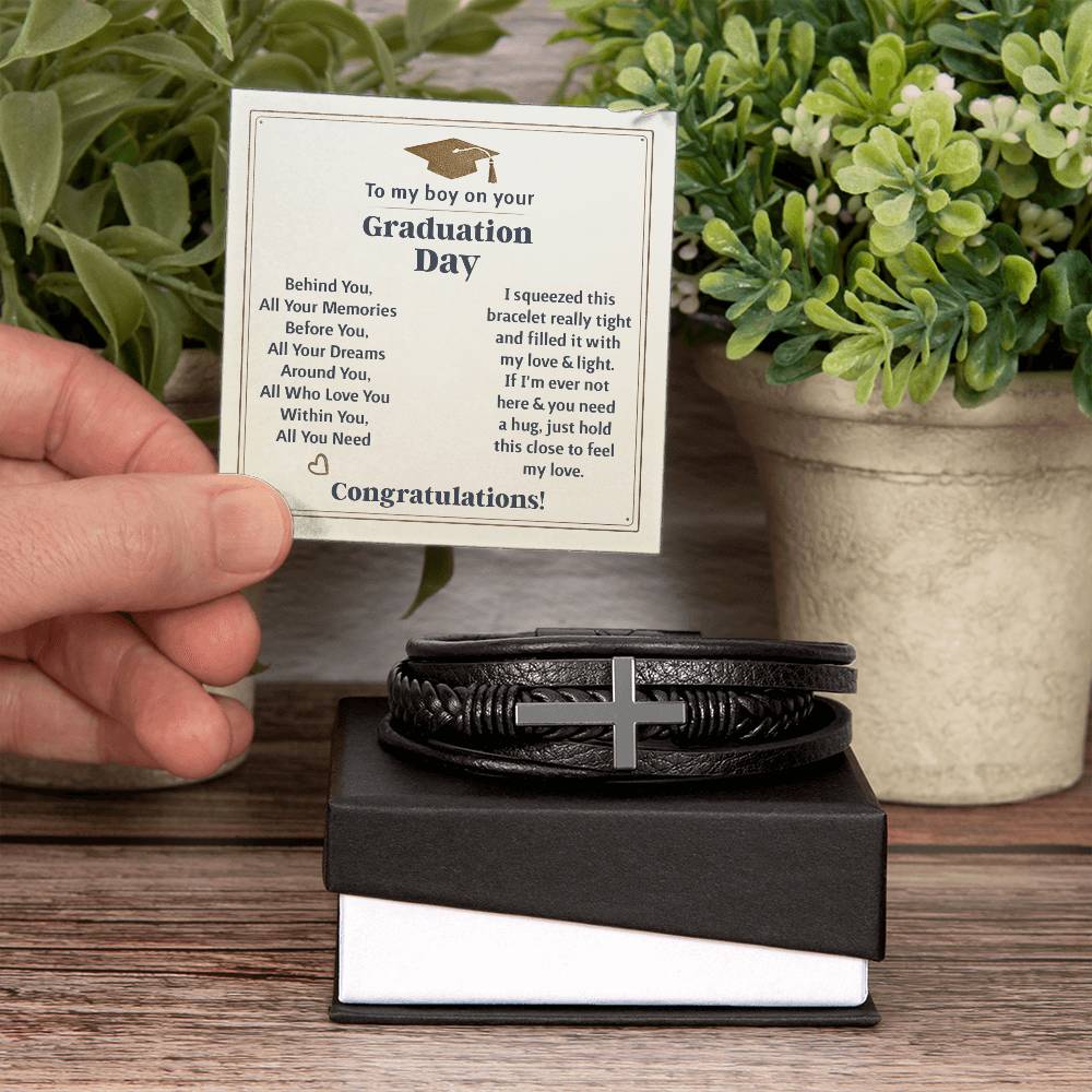 To My Boy Graduation Memories (Love You Forever) – Cross Bracelet